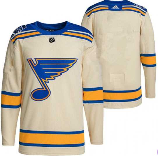Men%27s St. Louis Blues Cream Blank Winter Classic Stitched Jersey->nba shorts->NBA Jersey